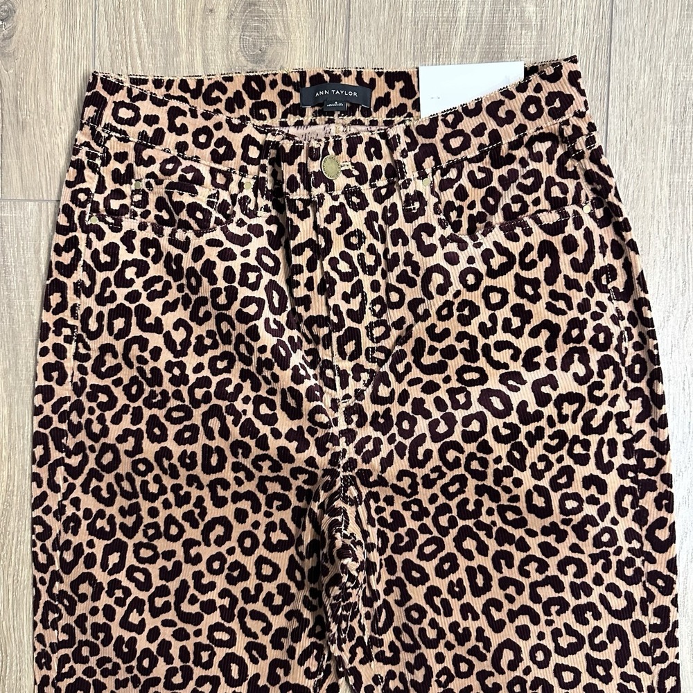 NWT Ann Taylor The Skinny High Waist Highest rise leopard print corduroy Pants 8 - Picture 2 of 4